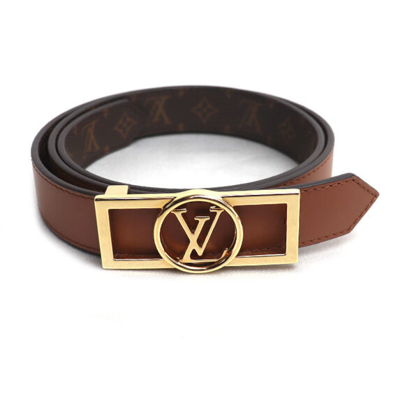 LOUIS VUITTON Louis Vuitton Dauphine 25mm Reversible Belt Monogram Brown M019...